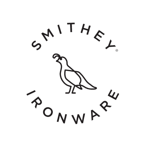 Smithey Ironware logo featuring a minimalist line drawing of a bird in the center, with the brand name curved around it.