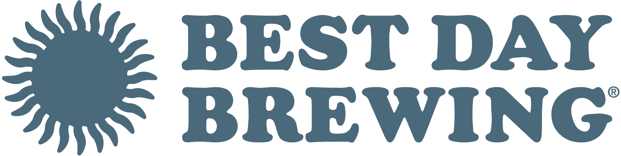 Best Day Brewing logo with a stylized sunburst graphic on the left and the company name in bold, uppercase letters on the right.