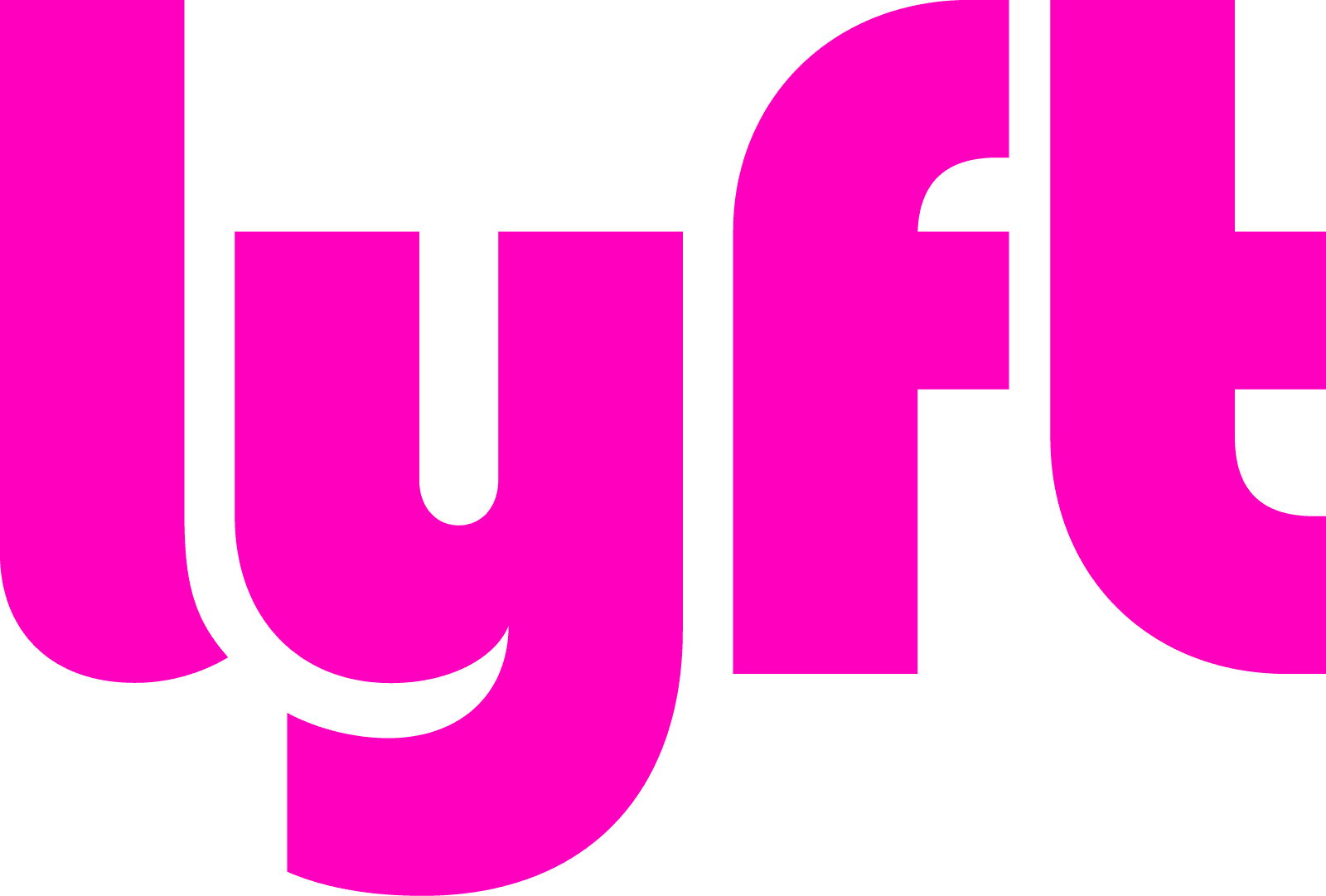 The Lyft logo in bold, lowercase letters with a bright pink color on a white background.