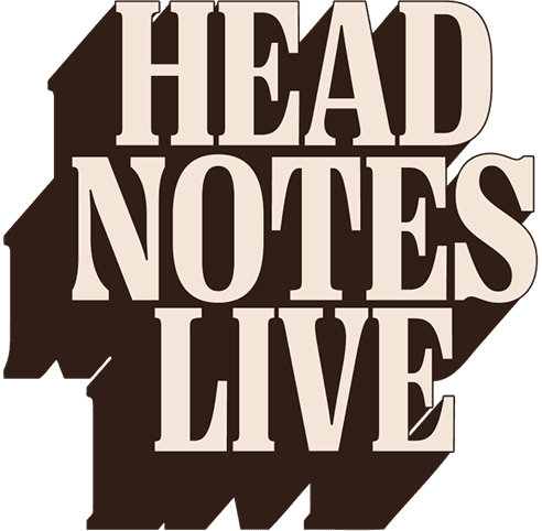 Text "HEAD NOTES LIVE" in large, bold, cream-colored capital letters with a thick dark shadow behind the text.