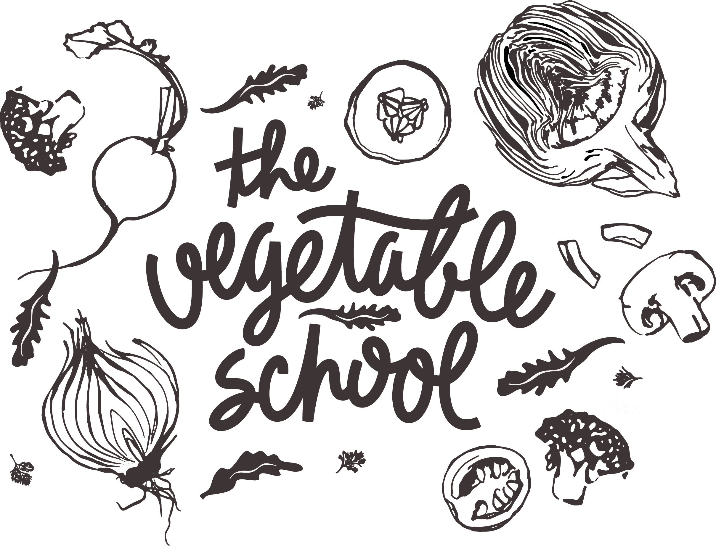 Black-and-white illustration with the words 