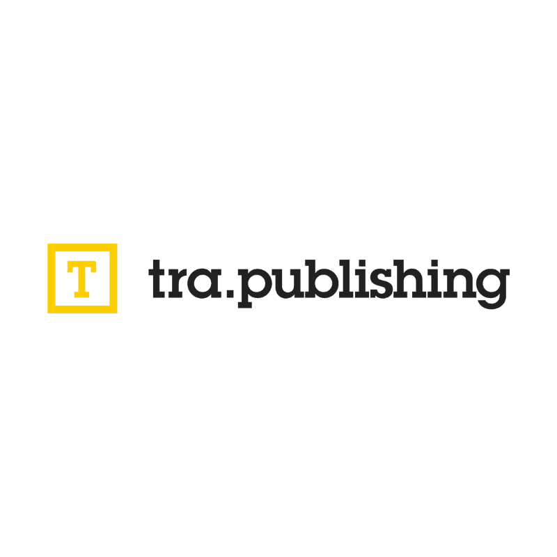 The logo of tra.publishing features a yellow square with a white 